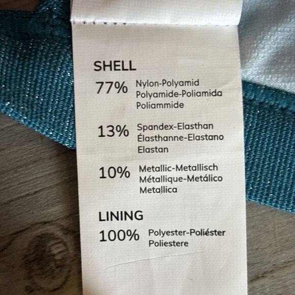 NWT Turquoise Glitter Bikini top With Cross Back Size Medium - Picture 9 of 12